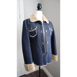 Well made Womens Korean Jean Jacket Sherpa Medium